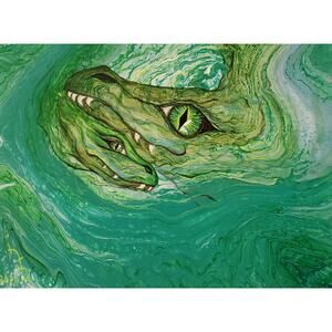 Art Print my Original Work 11" x 14" "Water Dragon Mother & Baby" Acid Free